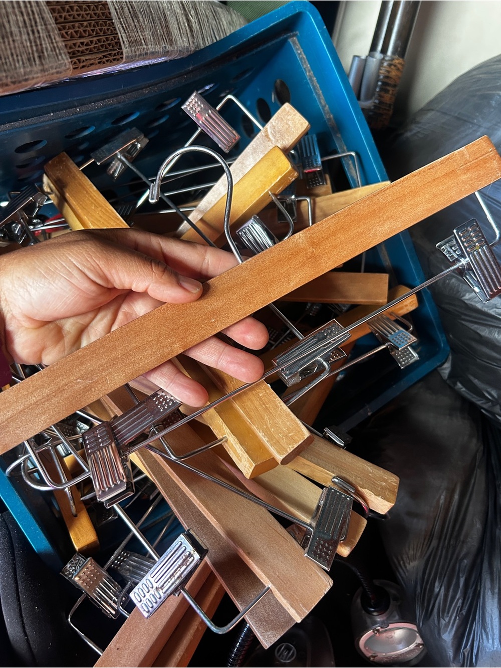 Wooden Clip Hangers for Pants & Skirts - Natural Brown